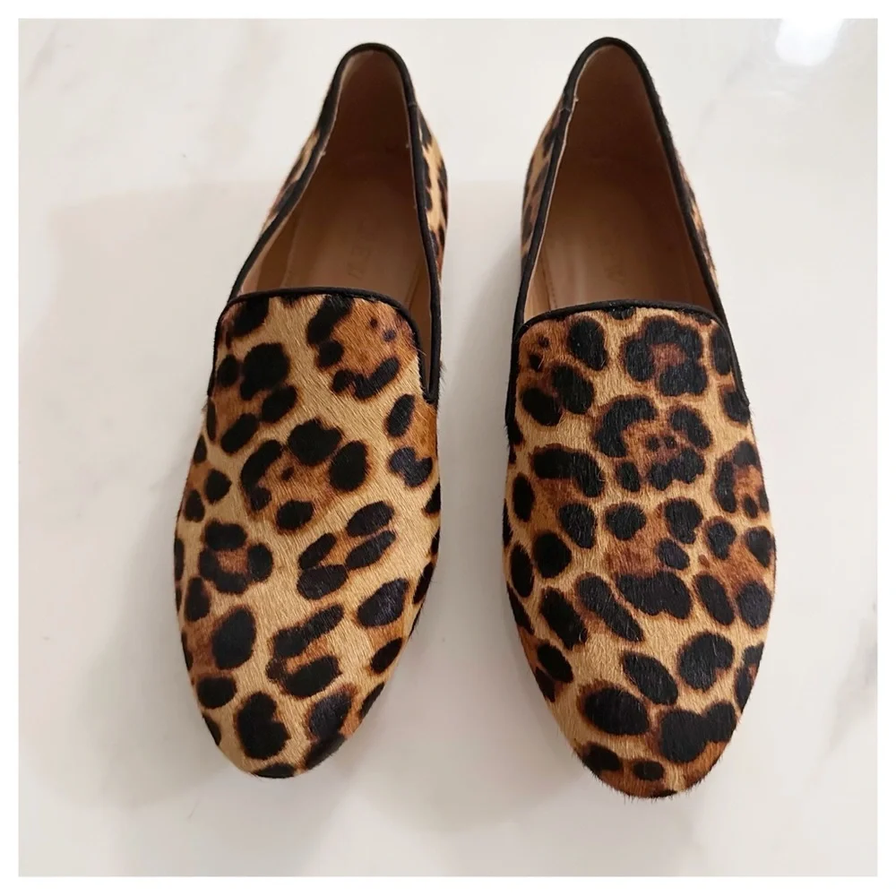 NEW J. Crew Smoking Slipper In Haircalf Flats Rich Mahogany‎ Size 7